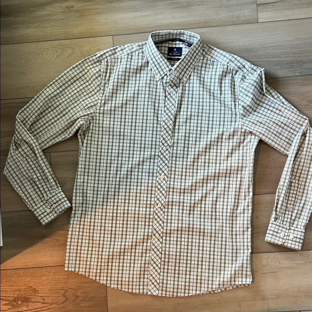 Ben Sherman Men's Plaid Shirt - Cream and Brown